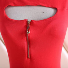 European Style Bandage Bodycon Slim Sleeveless Evening Party Pencil Push Up Red Zipper Dresses J4U66