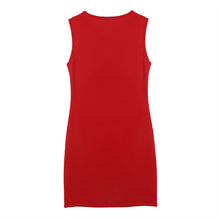European Style Bandage Bodycon Slim Sleeveless Evening Party Pencil Push Up Red Zipper Dresses J4U66