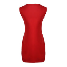 European Style Bandage Bodycon Slim Sleeveless Evening Party Pencil Push Up Red Zipper Dresses J4U66