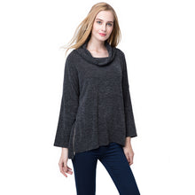 european women casual t-shirts high roll neck side zipper irregular hem t-shirts loose tees women tops knitted pullover J4U66