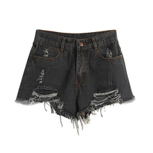 European and American BF Wind Blue High Waist Denim Shorts Women Worn Loose Burr Hole Shorts J4U66