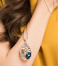 Exaggerated Long Sweater Necklaces Jewelry For Women 18k Gold Crystal Teardrop Ear Of Wheat Pendant Necklaces J4U66