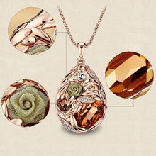 Exaggerated Long Sweater Necklaces Jewelry For Women 18k Gold Crystal Teardrop Ear Of Wheat Pendant Necklaces J4U66