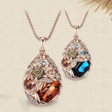 Exaggerated Long Sweater Necklaces Jewelry For Women 18k Gold Crystal Teardrop Ear Of Wheat Pendant Necklaces J4U66