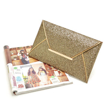 Charming Women Evening Party Bags Gold Sequins Bag Purse Clutch Handbags Envelope Pattern Shiny Purse Bolsas J4U66