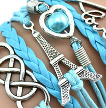 Factory Price Heart Eiffel Tower Bracelet Jewelry S PU Leather Pearl Double Infinite Multilayer Bracelets J4U66
