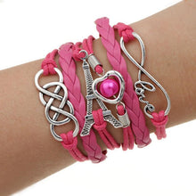Factory Price Heart Eiffel Tower Bracelet Jewelry S PU Leather Pearl Double Infinite Multilayer Bracelets J4U66
