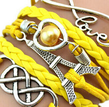 Factory Price Heart Eiffel Tower Bracelet Jewelry S PU Leather Pearl Double Infinite Multilayer Bracelets J4U66