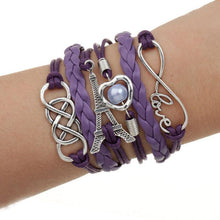 Factory Price Heart Eiffel Tower Bracelet Jewelry S PU Leather Pearl Double Infinite Multilayer Bracelets J4U66