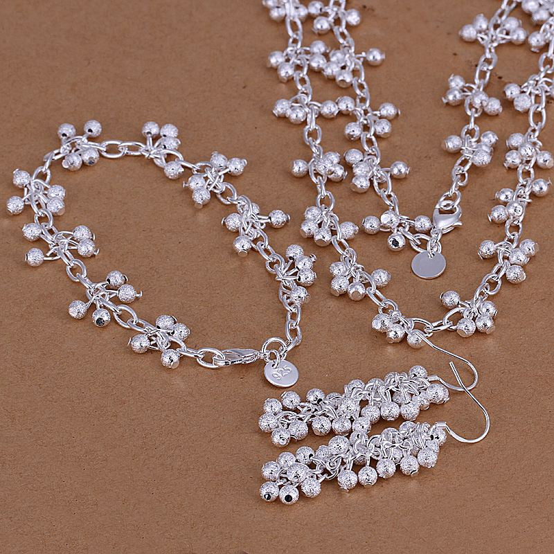 silver plated jewelry sets necklace bracelet bangle earring ring smts12 J4U66