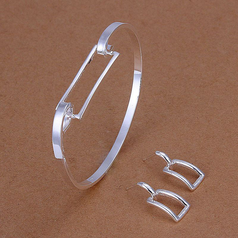 silver plated butterfly jewelry sets necklace bracelet bangle earring ring smts21 J4U66