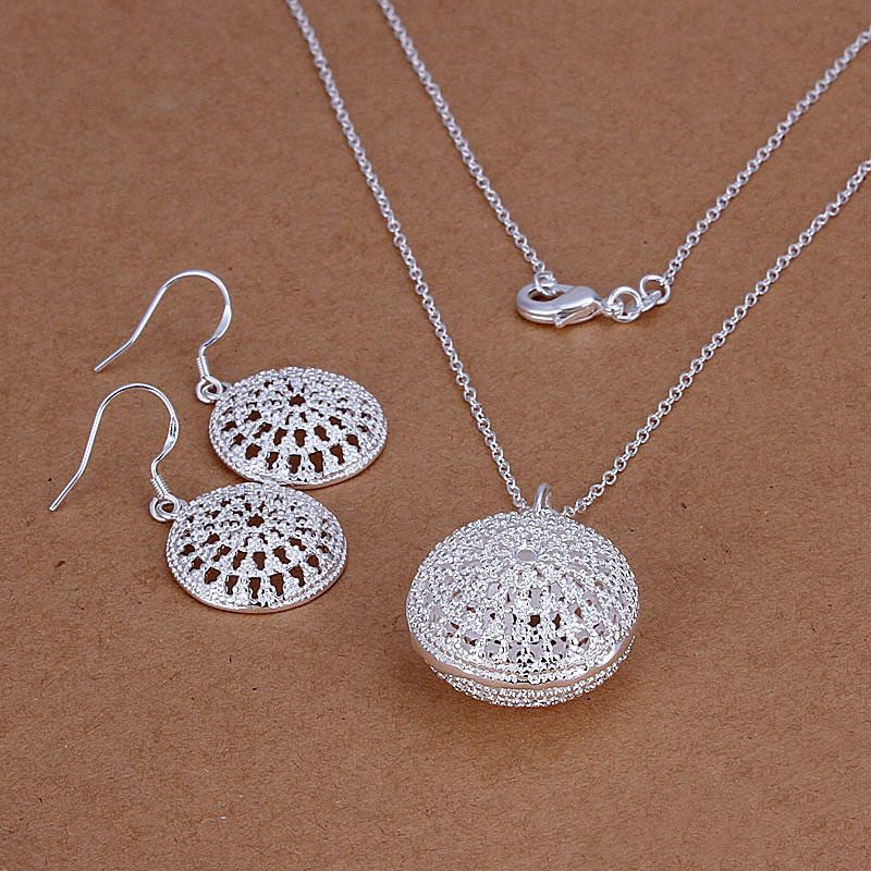 silver plated jewelry sets necklace bracelet bangle earring ring smts202 J4U66