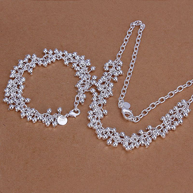 silver plated grape jewelry sets necklace bracelet bangle earring ring smts153 J4U66