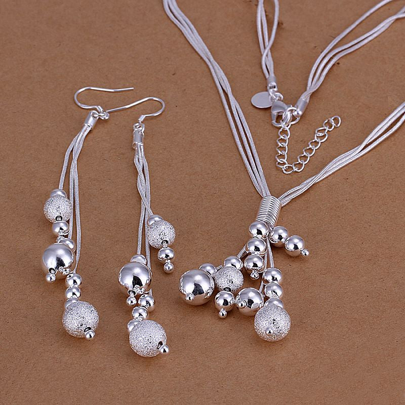 silver plated jewelry sets necklace bracelet bangle earring ring smts121 J4U66