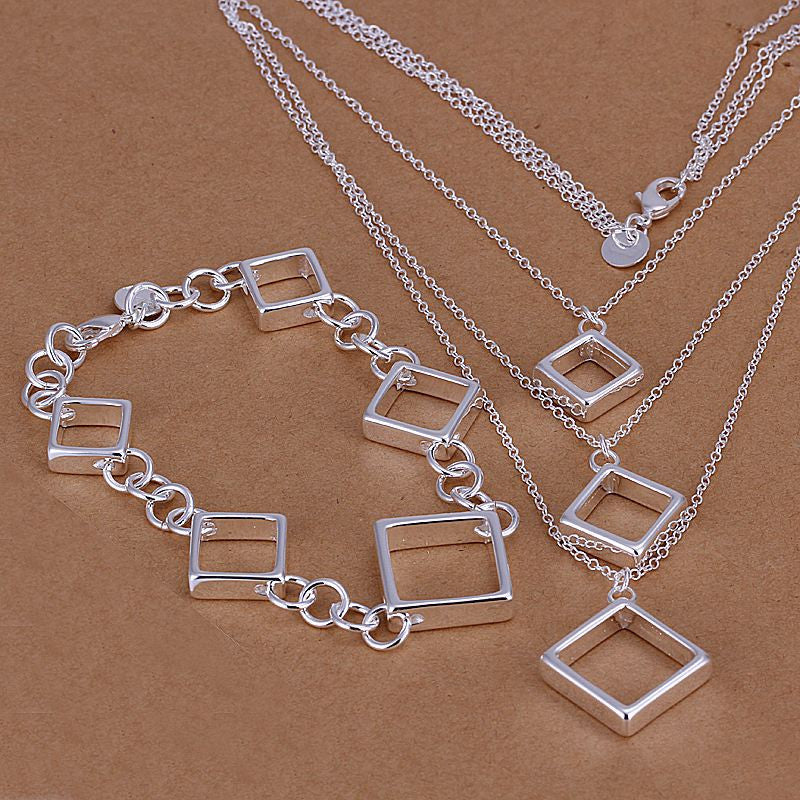 silver plated jewelry sets silver plated necklace bracelet smts04 J4U66