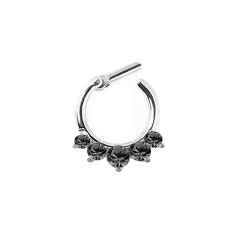 Fake Septum Clicker Hanger Clip On Jewelry Rhinestone Petal Nose Hoop Nose Rings s Body Piercing Jewelry J4U66