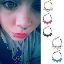 Fake Septum Clicker Hanger Clip On Jewelry Rhinestone Petal Nose Hoop Nose Rings s Body Piercing Jewelry J4U66