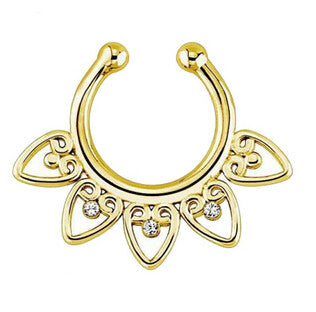 Fake Septum Clicker Non Piercing Hanger Clip On Jewelry Alloy Heart Nose Hoop Nose Rings S Body Piercing Jewelry J4U66