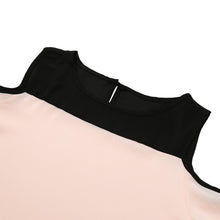 fall women chiffon blousecolor block cold shoulder long sleeve casual loose shirt top femme pink roupas feminina J4U66