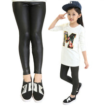 fall girls stretch leggings imitation leather pants kids clothing trousers 2~7 years J4U66
