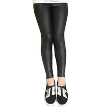 Fall Girls Stretch leggings Imitation leather Pants Kids Clothing Trousers 2-7 Y J4U66