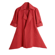 fall women chinese trench coat solid lapel button rolled sleeve womens windbreaker asymmetric casual plus size outerwear J4U66