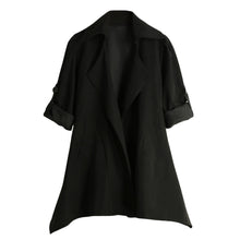 fall women chinese trench coat solid lapel button rolled sleeve womens windbreaker asymmetric casual plus size outerwear J4U66