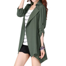 fall women chinese trench coat solid lapel button rolled sleeve womens windbreaker asymmetric casual plus size outerwear J4U66