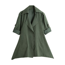 fall women chinese trench coat solid lapel button rolled sleeve womens windbreaker asymmetric casual plus size outerwear J4U66