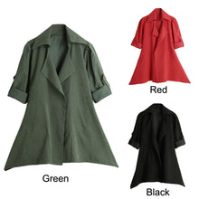 fall women chinese trench coat solid lapel button rolled sleeve womens windbreaker asymmetric casual plus size outerwear J4U66