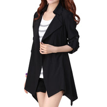 fall women chinese trench coat solid lapel button rolled sleeve womens windbreaker asymmetric casual plus size outerwear J4U66