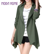 fall women chinese trench coat solid lapel button rolled sleeve womens windbreaker asymmetric casual plus size outerwear J4U66