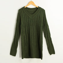 fall women sweaters and pullovers ol knitted sweater solid ribbed v neck long sleeve casual longline jumper sweater mujer J4U66