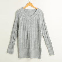 fall women sweaters and pullovers ol knitted sweater solid ribbed v neck long sleeve casual longline jumper sweater mujer J4U66