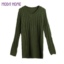 fall women sweaters and pullovers ol knitted sweater solid ribbed v neck long sleeve casual longline jumper sweater mujer J4U66