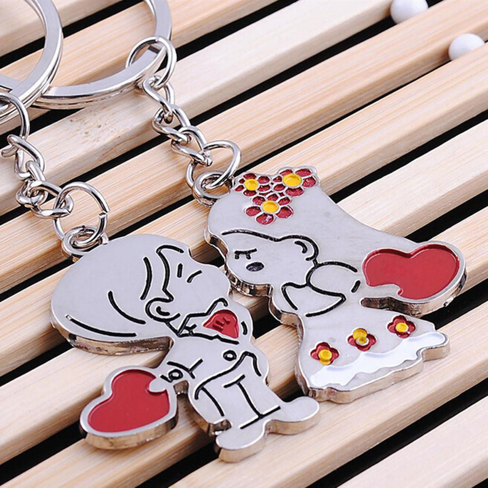 of Keyrings Couple Lover Key Rings Chains Fob Metal Bride Groom Heart Love Keychains Gifts  J4U66