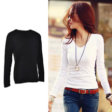 Women v neck long sleeve tops shirts solid elegant Top casual blouse J4U66