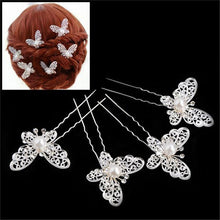 s Butterfly Shaped Hair Pin Bride Rhinestone Wedding Dress Costume Headdress Hairpins White Red Colors J4U66