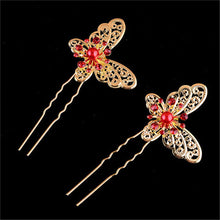 s Butterfly Shaped Hair Pin Bride Rhinestone Wedding Dress Costume Headdress Hairpins White Red Colors J4U66