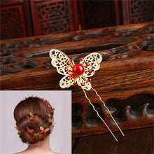 s Butterfly Shaped Hair Pin Bride Rhinestone Wedding Dress Costume Headdress Hairpins White Red Colors J4U66