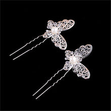 s Butterfly Shaped Hair Pin Bride Rhinestone Wedding Dress Costume Headdress Hairpins White Red Colors J4U66