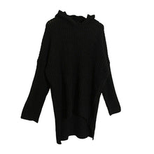 Casual Loose Long Batwing Sleeve Sweater Women Hooded Pullovers Irregular Sweaters Knitted Streetwear 2Color J4U66