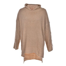 Casual Loose Long Batwing Sleeve Sweater Women Hooded Pullovers Irregular Sweaters Knitted Streetwear 2Color J4U66