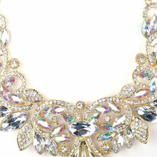 s Crystal Flower Necklace Chain Choker Statement Necklaces Pendants Rhinestone Bib Collar White Blue color J4U66