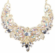 s Crystal Flower Necklace Chain Choker Statement Necklaces Pendants Rhinestone Bib Collar White Blue color J4U66