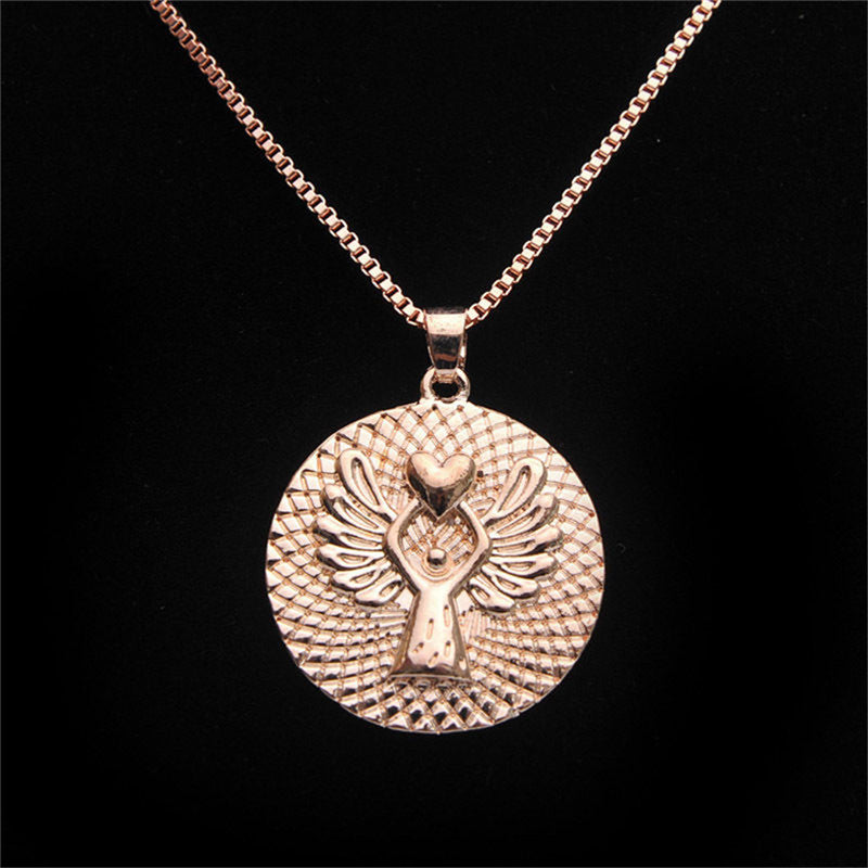 s GUARDIAN ANGEL PROTECT ME Double-faced Guardian Angel Pendant Necklace collar chain Gold Silver Colors J4U66