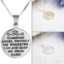 s GUARDIAN ANGEL PROTECT ME Double-faced Guardian Angel Pendant Necklace collar chain Gold Silver Colors J4U66