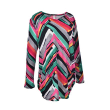 Women Blouse Shirt O Neck Long Sleeve Ladies Blouses shirt Multicolour Stripe Loose Women Tops J4U66