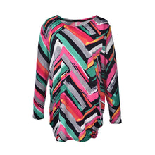 Women Blouse Shirt O Neck Long Sleeve Ladies Blouses shirt Multicolour Stripe Loose Women Tops J4U66
