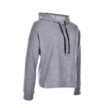 Women Long Sleeve Cropped Gray Pullovers Top Stylish Drawstring Hoodies Back Slit Irregular Sweatshirts J4U66